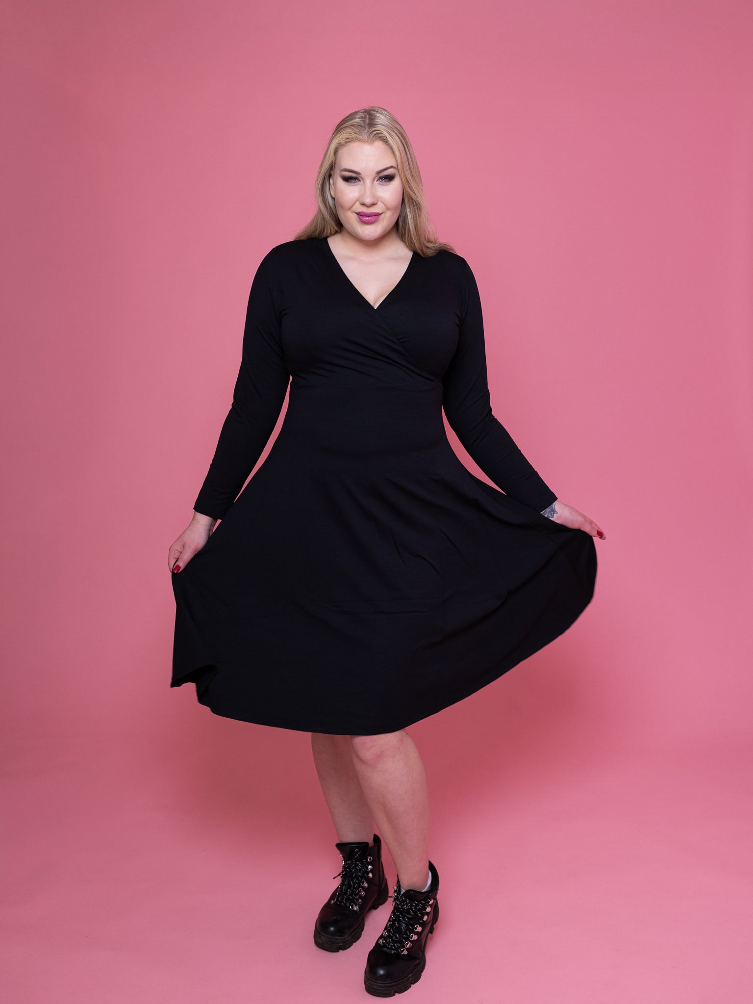 Casual pitkähihainen mekko, musta