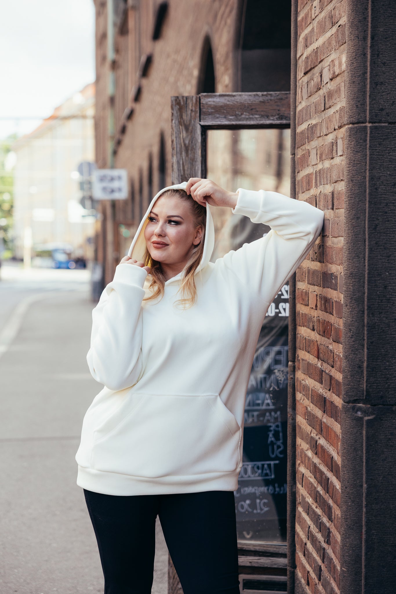 Everyday oversize huppari, valkoinen fleece