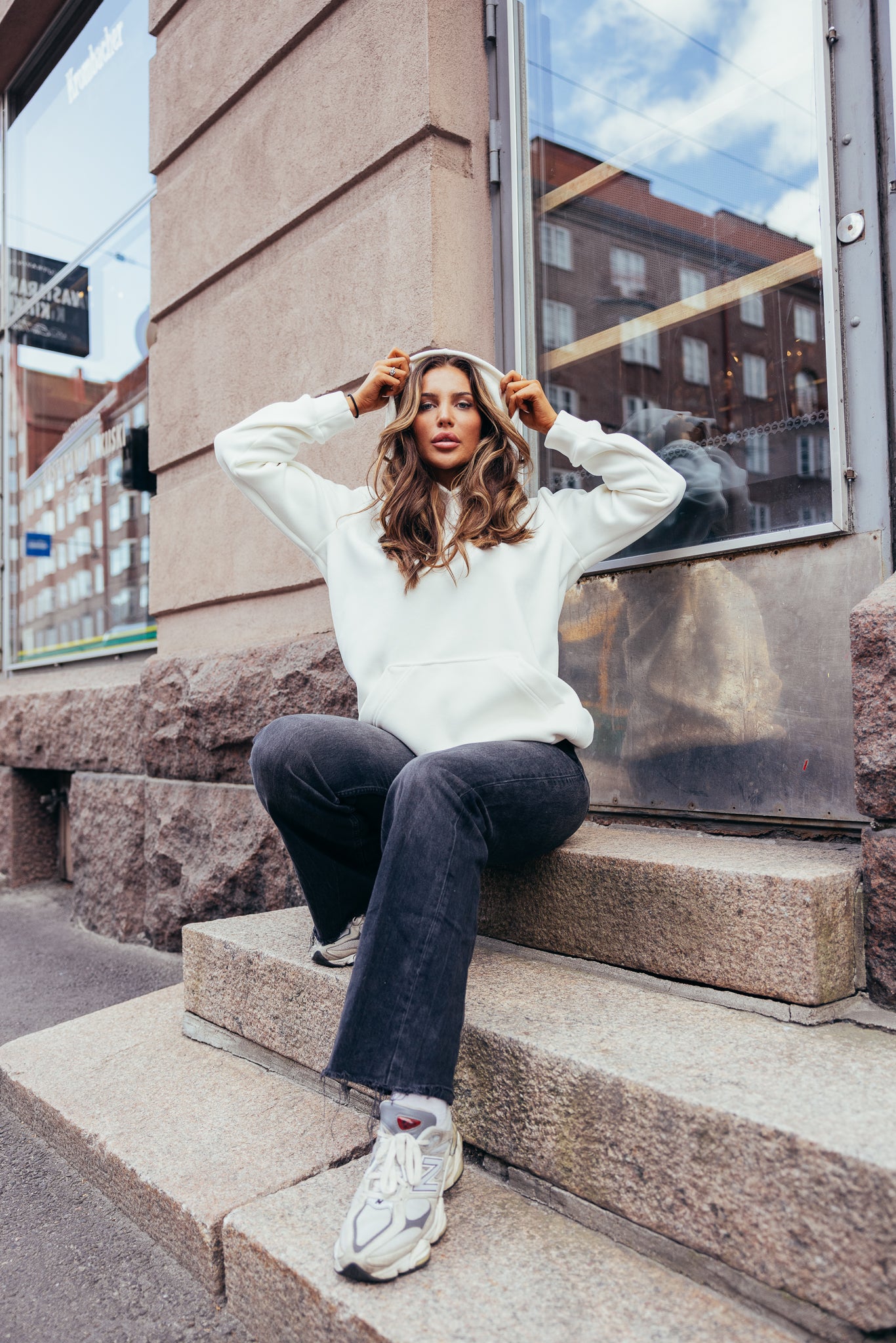 Everyday oversize huppari, valkoinen fleece