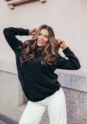 Everyday oversize huppari, musta fleece/ Lähetys vko 37