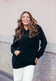 Everyday oversize huppari, musta fleece/ Lähetys vko 37
