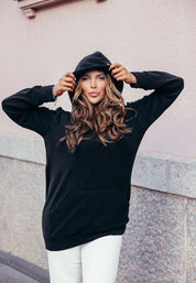 Everyday oversize huppari, musta fleece/ Lähetys vko 37