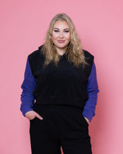 Everyday huppari crop, fleece musta/violetti