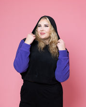 Everyday huppari crop, fleece musta/violetti